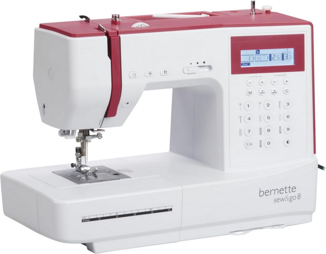 Machine à coudre informatisée Bernette Sew&GO8 avec 197 programmes de couture, bras libre, écran multifonction, couture, patchwork, quilting, blanc