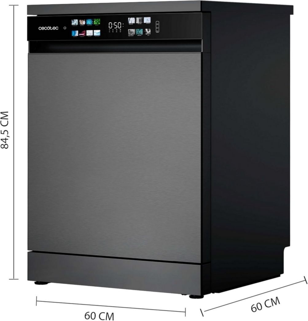 Lave-vaisselle Cecotec 60cm Bolero Aguazero 6700 B Lave-vaisselle blanc, 15 couverts, Classe B, moteur Inverter Plus, O2 Dry, Lavage Dual Zone, Plateau réglable, Turbo Dry+ et Demi-charge.