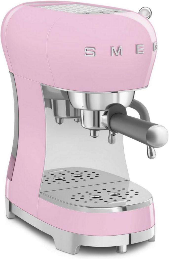 Smeg, ECF02CREU Machine à expresso manuelle, système Thermoblock et buse vapeur, 4 fonctions expresso, plateau amovible, porte-filtre, réservoir d'eau 1 L, dimensions compactes, 1350 W, couleur crème