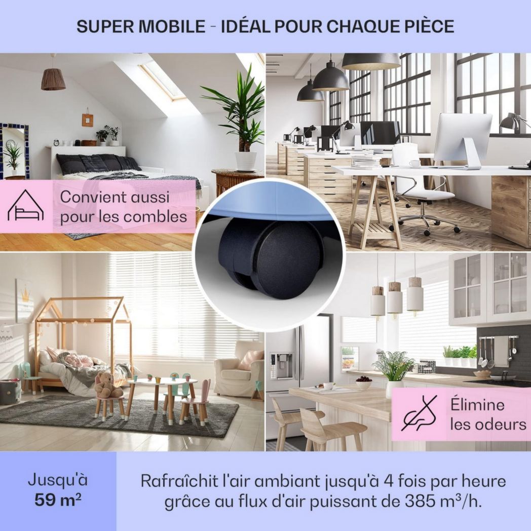 Climatiseur portable silencieux Klarstein, climatiseur portable 5 en 1, mini climatiseur, purificateur et éliminateur d'odeurs, mode nuit, déshumidificateur d'air, faible consommation, 10 000 BTU, climatiseurs