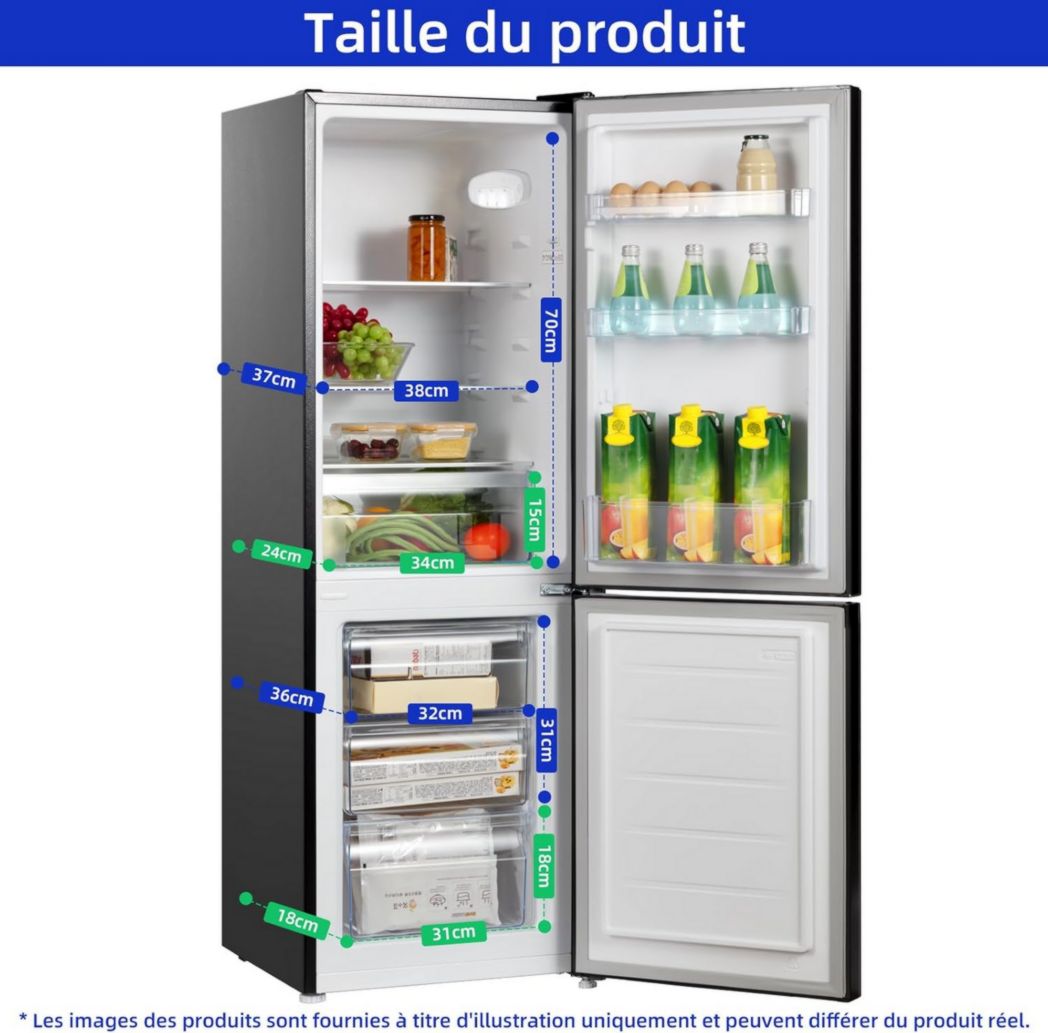Réfrigérateur congélateur inférieur CHIQ CBM159LEBD 157 litres (109 + 48) Low Frost, faible bruit, refroidissement rapide, faible encombrement