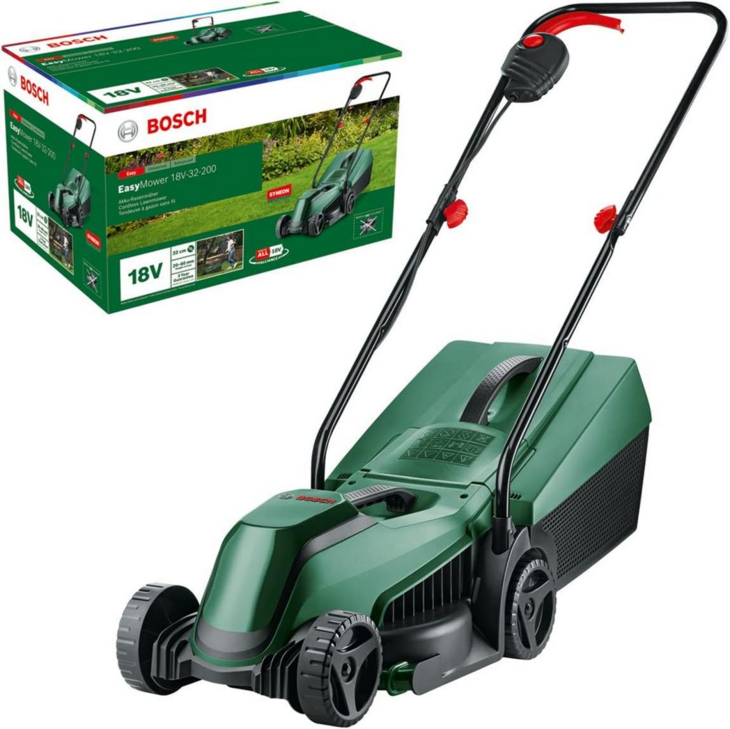 Tondeuse à gazon sans fil Bosch CityMower 18V-32-300 (18 V, 1 batterie 4,0 Ah, moteur sans balais, largeur de coupe : 32 cm, tond jusqu'à 300 m², dans un carton)