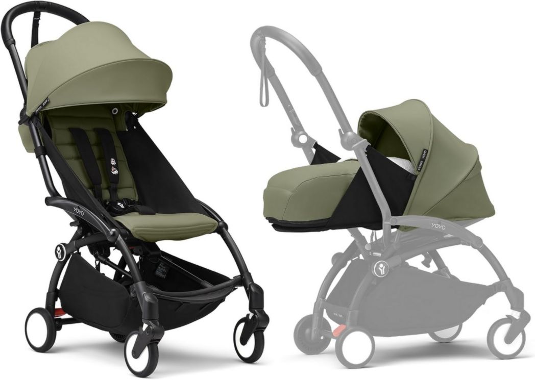 Poussette Stokke YOYO3 avec pack nouveau-né et pack couleur 6+ - Comprend un cadre noir, un pack couleur YOYO 6+ (gingembre) et un pack nouveau-né 0+ (gingembre)