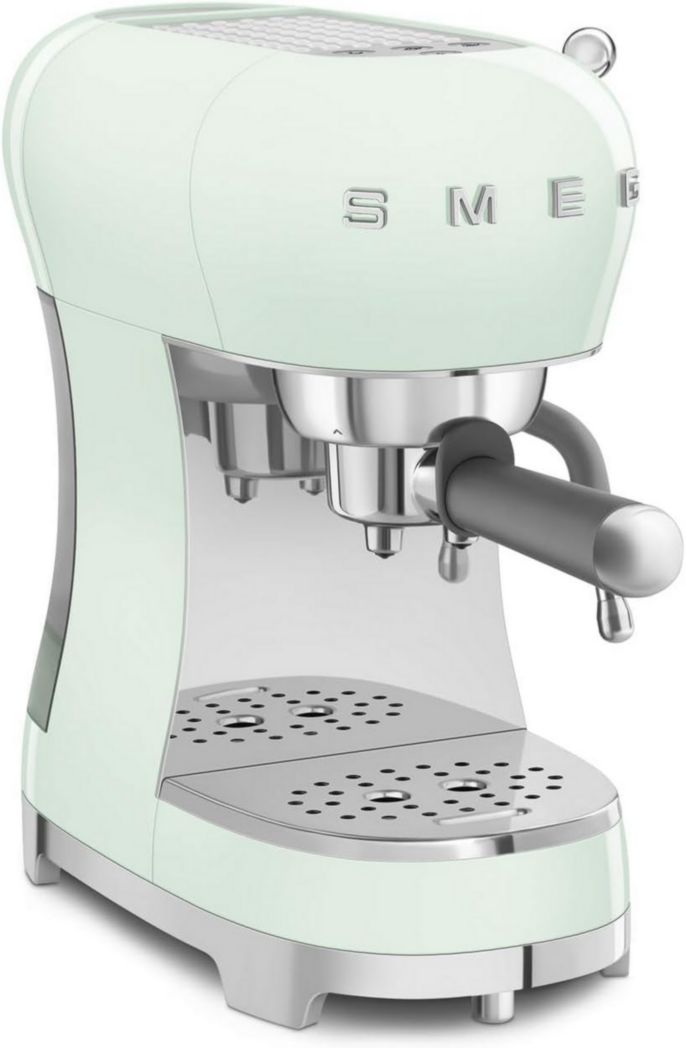 Smeg, ECF02CREU Machine à expresso manuelle, système Thermoblock et buse vapeur, 4 fonctions expresso, plateau amovible, porte-filtre, réservoir d'eau 1 L, dimensions compactes, 1350 W, couleur crème