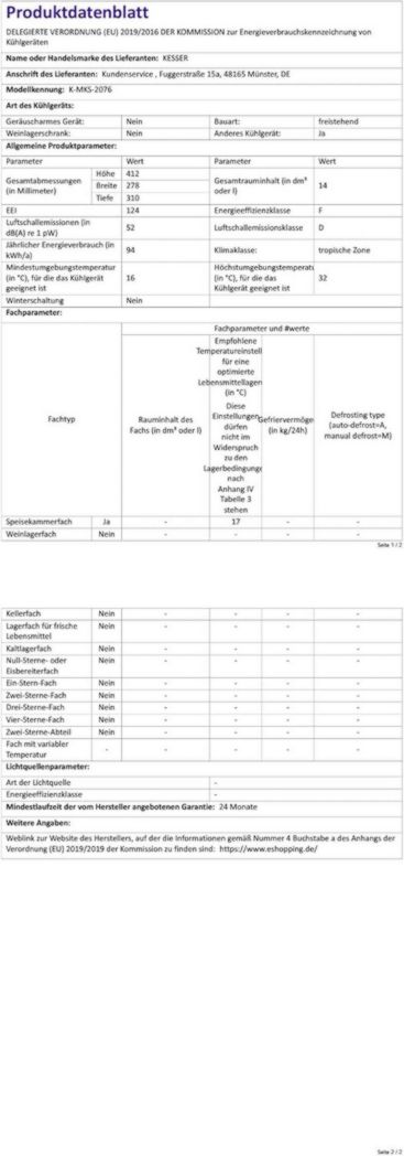 Mini-réfrigérateur KESSER® avec serrure, mini-bar 40 l, silencieux, 22 dB, verrouillable, chambre, butée de porte amovible, environ 4 à 16 °C, hauteur 57 cm, éclairage intérieur