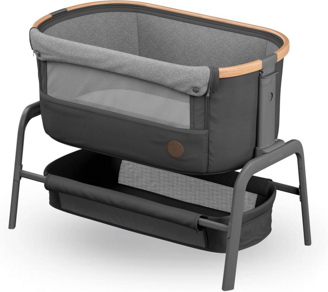 Lit cododo Maxi-Cosi Iora, lit cododo pliable pour bébé, 0-6 mois, 9 kg max, 4 positions d'inclinaison et 5 hauteurs, système coulissant, matelas confort, grand panier, facile à transporter, Essential Graphite