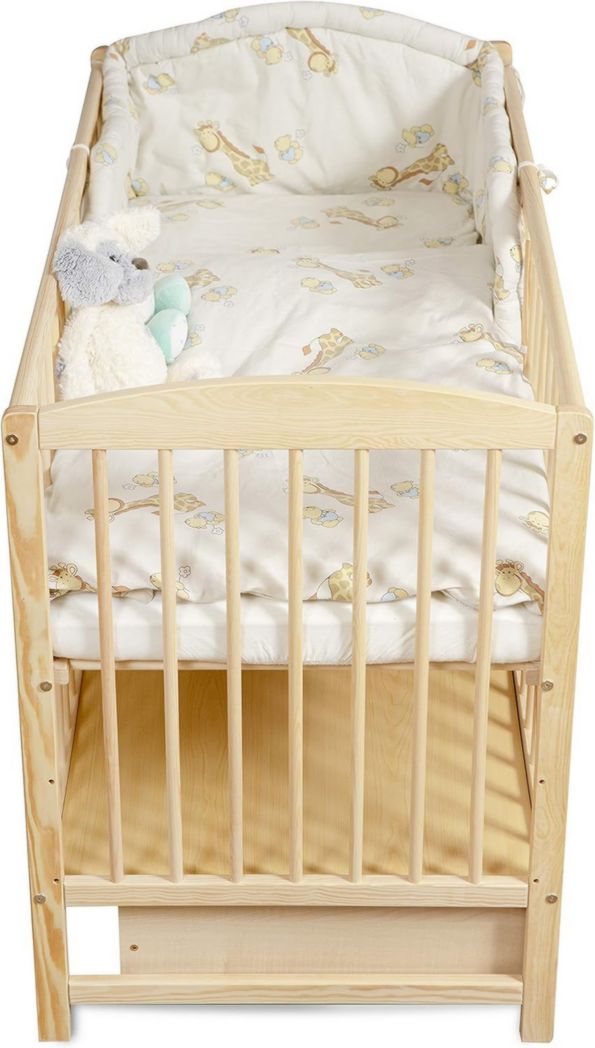 Lit bébé moto-MOLTICO 60x120 cm avec tiroir – Lit en bois réglable en hauteur, transformable en lit enfant avec barrières de sécurité – Lit bébé pour filles et garçons