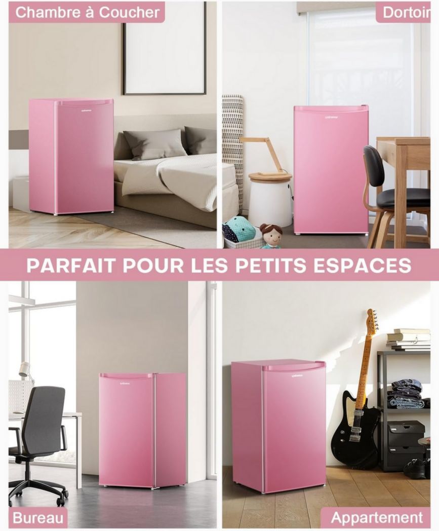 Mini-réfrigérateur Upstreman 91 L avec congélateur, thermostat réglable, pour petite pièce, réfrigérateur haut de gamme pour dortoir, bureau, blanc - BR321