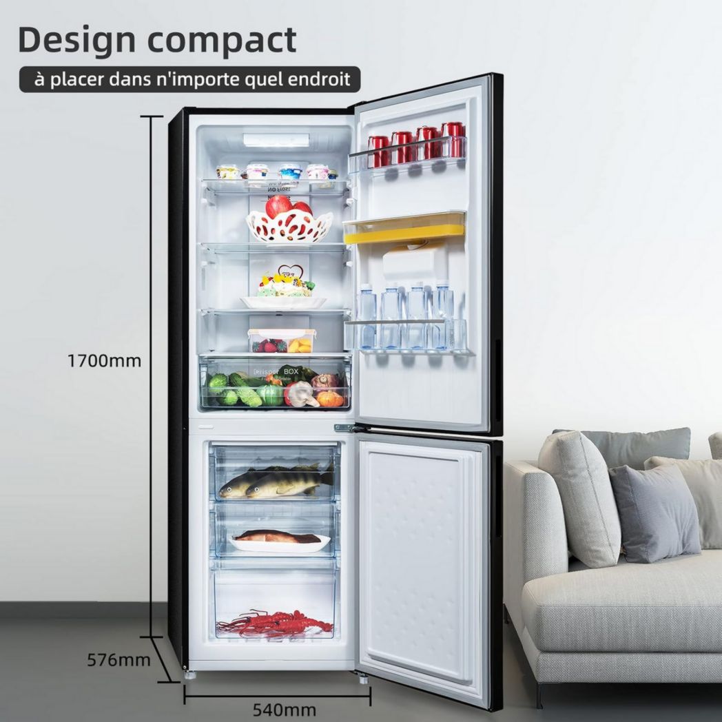 Réfrigérateur congélateur inférieur CHIQ FBM157L42 157 L (109 + 48), largeur 47 cm, Low Frost, 39 dB, portes réversibles, garantie 12 ans sur le compresseur