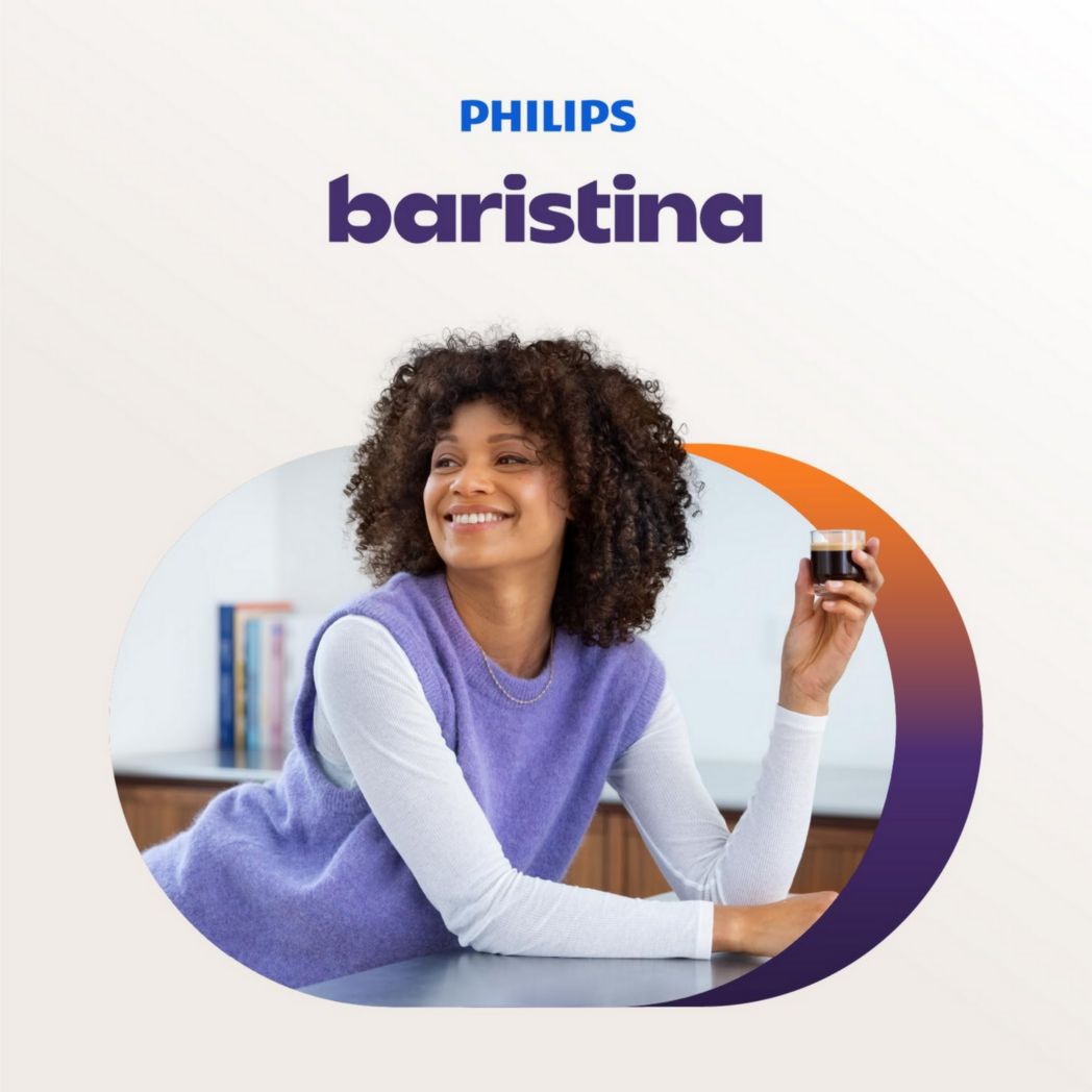 Machine à expresso Philips Baristina - Un véritable expresso, en toute simplicité - Compacte - 16 bars de pression - Broyeur intégré - Machine blanche avec porte-filtre blanc (BAR300/00)