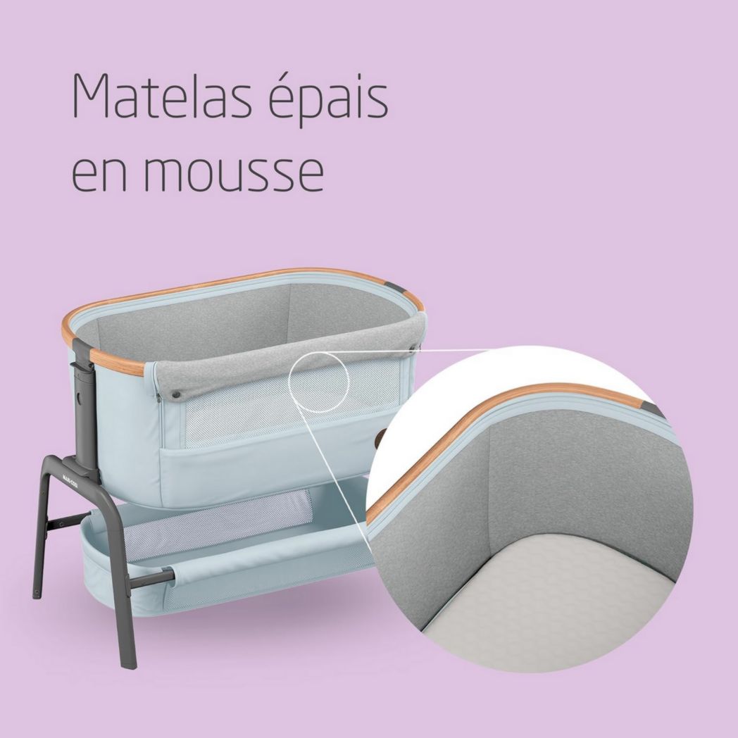 Lit cododo Maxi-Cosi Iora, lit cododo pliable pour bébé, 0-6 mois, 9 kg max, 4 positions d'inclinaison et 5 hauteurs, système coulissant, matelas confort, grand panier, facile à transporter, Essential Graphite