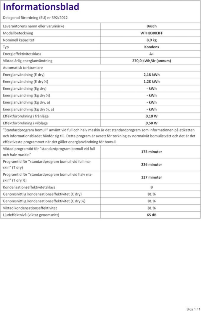 Sèche-linge à condensation Bosch WTN85V07FF Série 4 - Silencieux - Pose libre - 7 kg - 112 L - Blanc