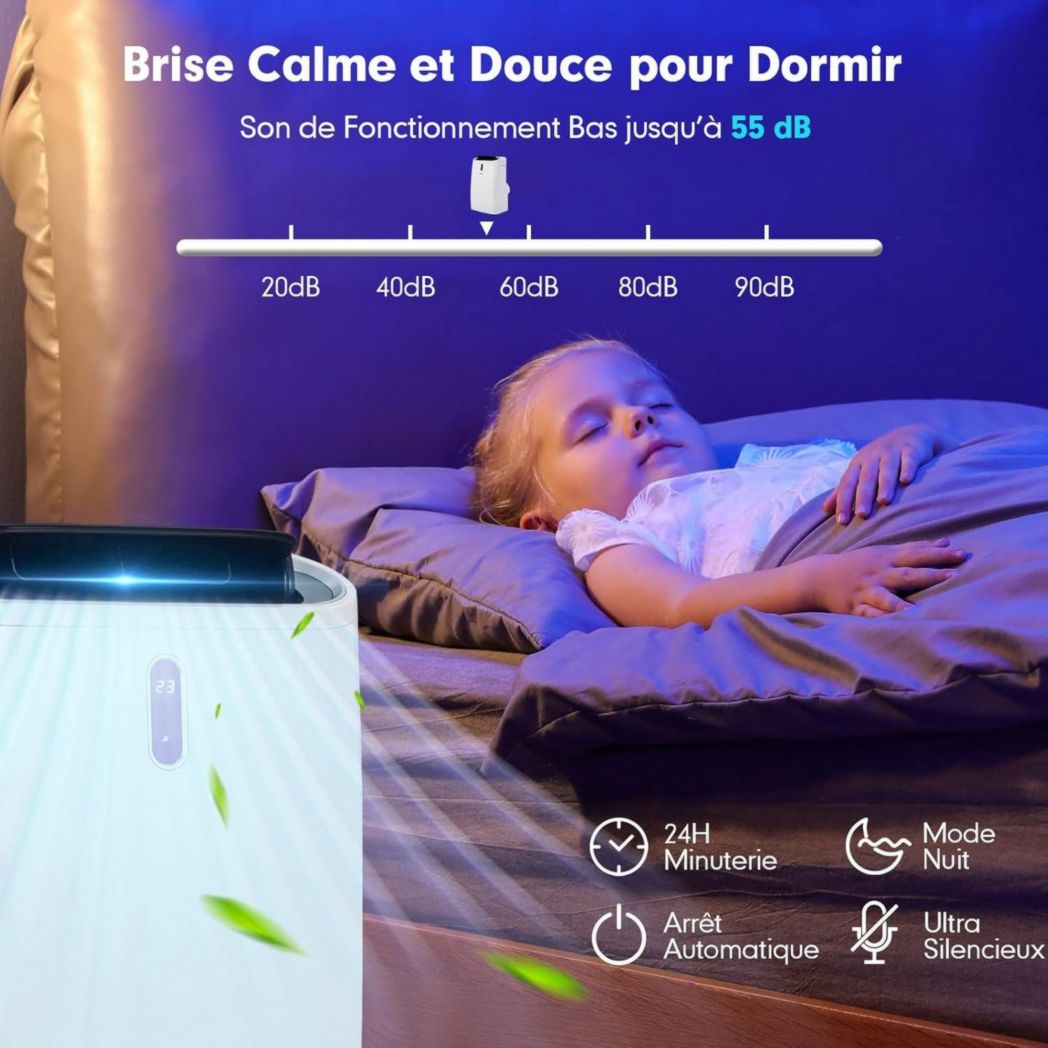 Climatiseur portable GOPLUS 16 000 BTU 4,7 kW 5 en 1 Fonctions : refroidissement, chauffage, déshumidification, ventilation, mode nuit, minuterie 24 h, télécommande/écran, 45-50 m², R290