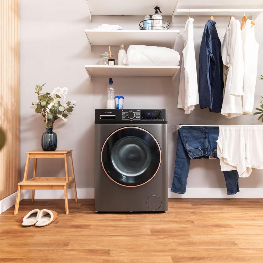 Lave-linge Cecotec 8 kg Bolero DressCode 8610 Inverter Steel A. Chargement frontal, 1400 tr/min, SteamMax, moteur Inverter Plus, 15 programmes, OnSmart, Stop&Go, DrumClean, revêtement antibactérien