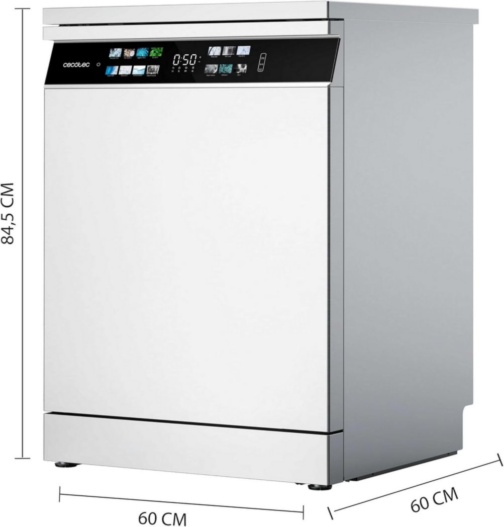Lave-vaisselle Cecotec 60cm Bolero Aguazero 6700 B Lave-vaisselle blanc, 15 couverts, Classe B, moteur Inverter Plus, O2 Dry, Lavage Dual Zone, Plateau réglable, Turbo Dry+ et Demi-charge.