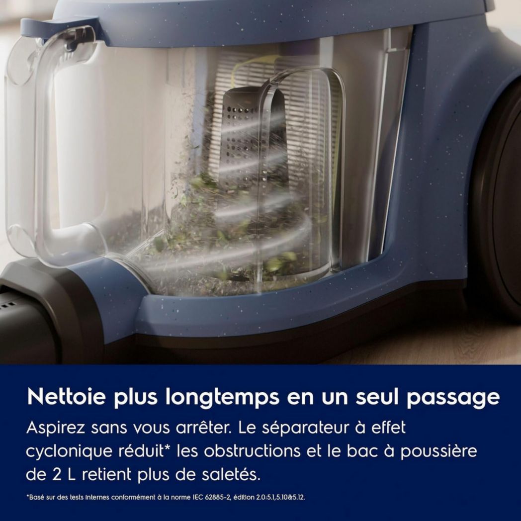 Electrolux Animal 600, aspirateur traîneau sans sac, accessoires pour poils d'animaux, filtration en 6 étapes, gain de place, technologie cyclonique, 55 % de matériaux recyclés, EL61A4UG, gris