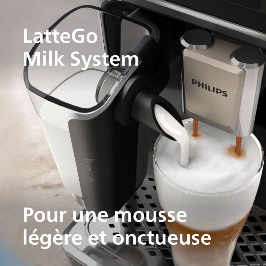 Machine à expresso entièrement automatique Philips série 5500 – 20 boissons chaudes et glacées, carafe LatteGo facile à nettoyer, SilentBrew 40 % plus silencieux, démarrage rapide, noir et argent (EP5546/70)