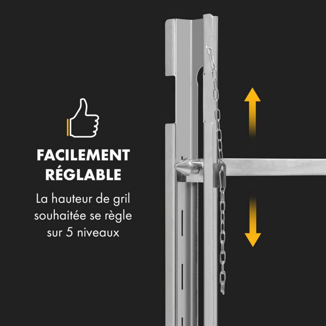 Rôtissoire électrique Klarstein, rôtissoire et barbecue, grande broche à cochon de lait, rôtissoire, barbecue 12 W avec 3 pieds en acier inoxydable