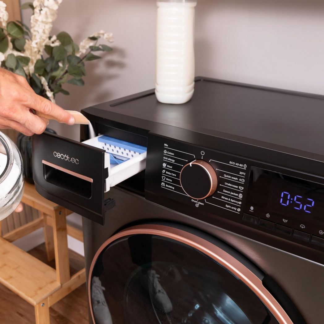 Lave-linge Cecotec 8 kg Bolero DressCode 8610 Inverter Steel A. Chargement frontal, 1400 tr/min, SteamMax, moteur Inverter Plus, 15 programmes, OnSmart, Stop&Go, DrumClean, revêtement antibactérien