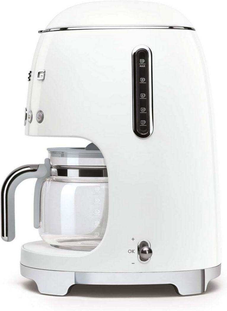 Smeg, DCF02PBEU, cafetière filtre, arôme et démarrage automatique, verseuse en verre jusqu'à 12 tasses, 2 niveaux d'intensité, maintien au chaud, 1050 W, bleu clair pastel