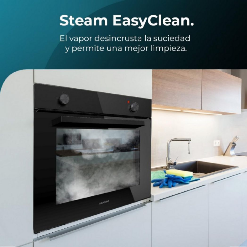 Four encastrable Cecotec Bolero Hexa C134500 Inox A 45 cm. 2600 W, capacité 56 L, basse consommation, 4 fonctions, minuterie, nettoyage vapeur, cuisson vapeur