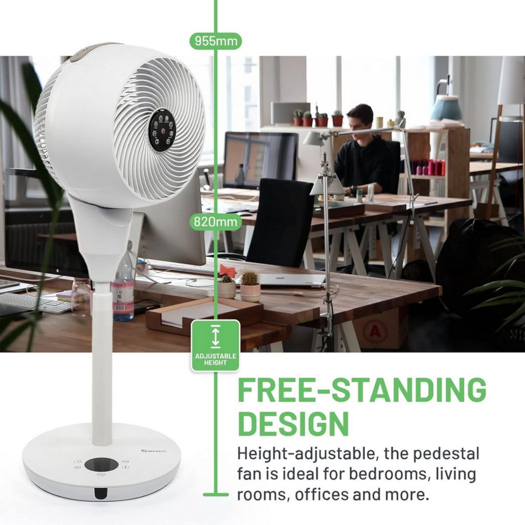Circulateur d'air Meaco MeacoFan 1056 pour chambre à coucher, ventilateur de bureau, silencieux, économie d'énergie, refroidissement de toute la pièce – Blanc