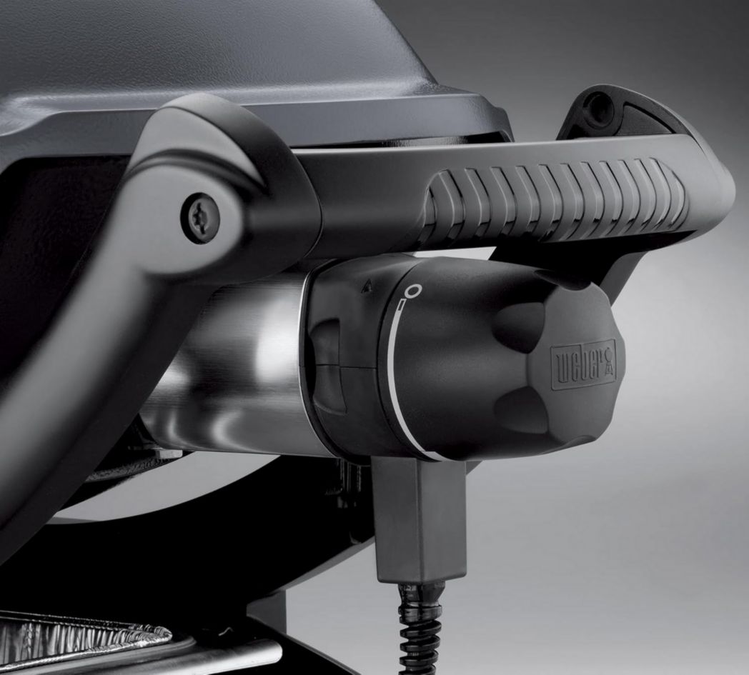 Barbecue électrique Weber Q1400, surface de cuisson 43 x 32 cm, portable, grille en fonte émaillée divisée en 2 parties, couvercle et cuve en fonte d'aluminium - Gris foncé (52020053)