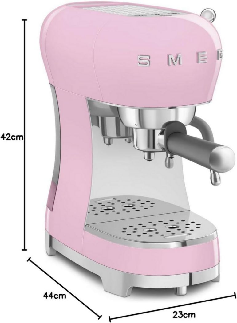 Smeg, ECF02CREU Machine à expresso manuelle, système Thermoblock et buse vapeur, 4 fonctions expresso, plateau amovible, porte-filtre, réservoir d'eau 1 L, dimensions compactes, 1350 W, couleur crème
