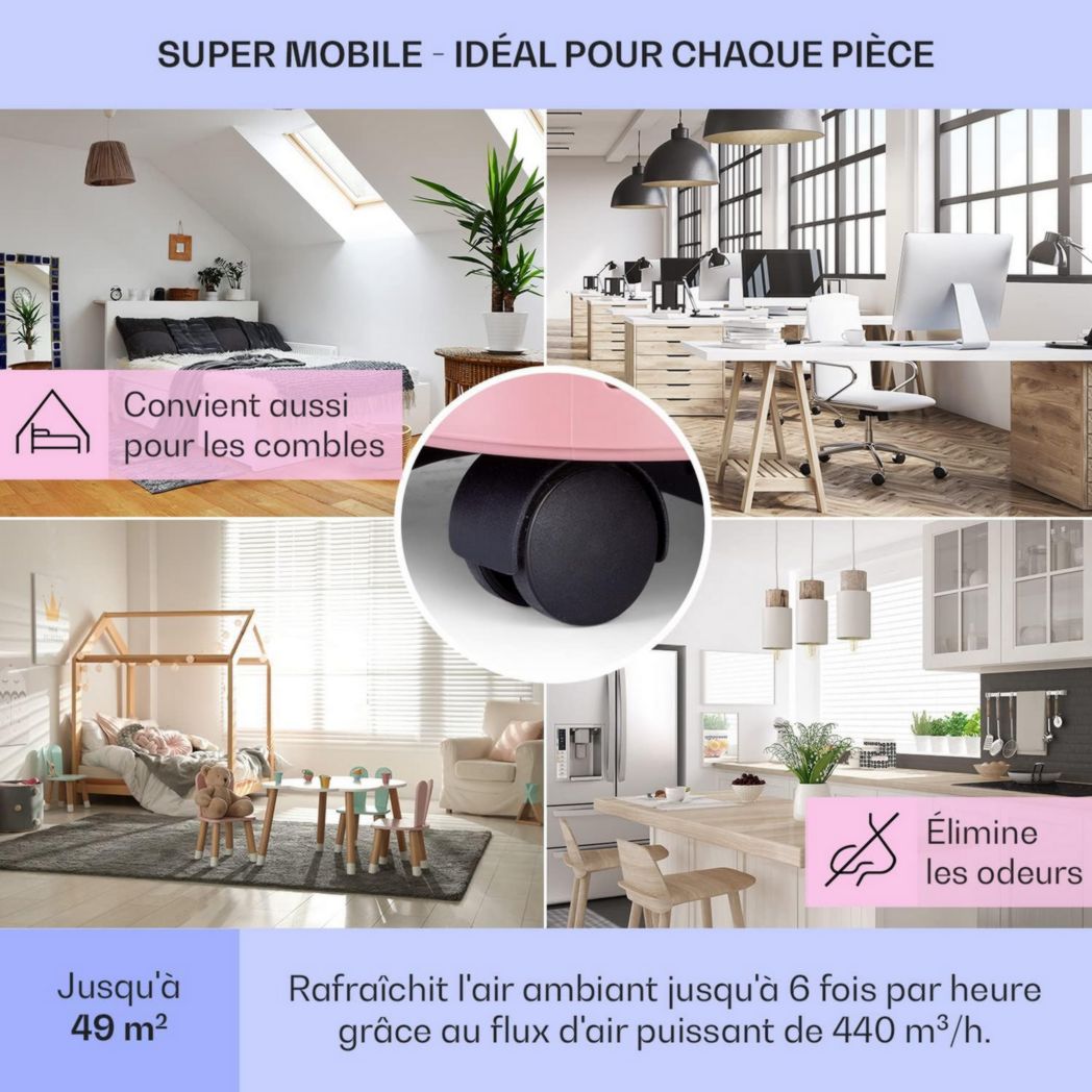 Climatiseur portable silencieux Klarstein, climatiseur portable 5 en 1, mini climatiseur, purificateur et éliminateur d'odeurs, mode nuit, déshumidificateur d'air, faible consommation, 10 000 BTU, climatiseurs