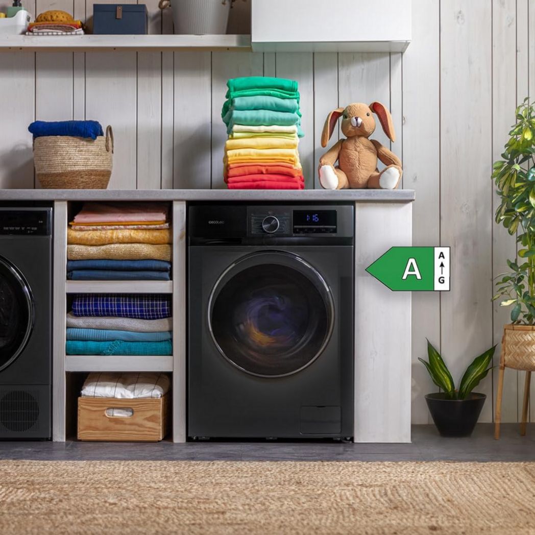 Cecotec Bolero Dresscode 10500 Inverter Steel A. Lave-linge 10 kg Acier, 1400 tr/min, moteur Inverter Plus, Vapeur, Classe A.