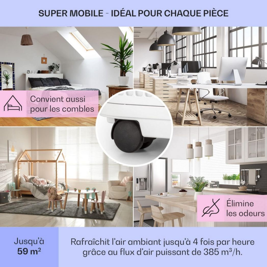 Climatiseur portable silencieux Klarstein, climatiseur portable 5 en 1, mini climatiseur, purificateur et éliminateur d'odeurs, mode nuit, déshumidificateur d'air, faible consommation, 10 000 BTU, climatiseurs