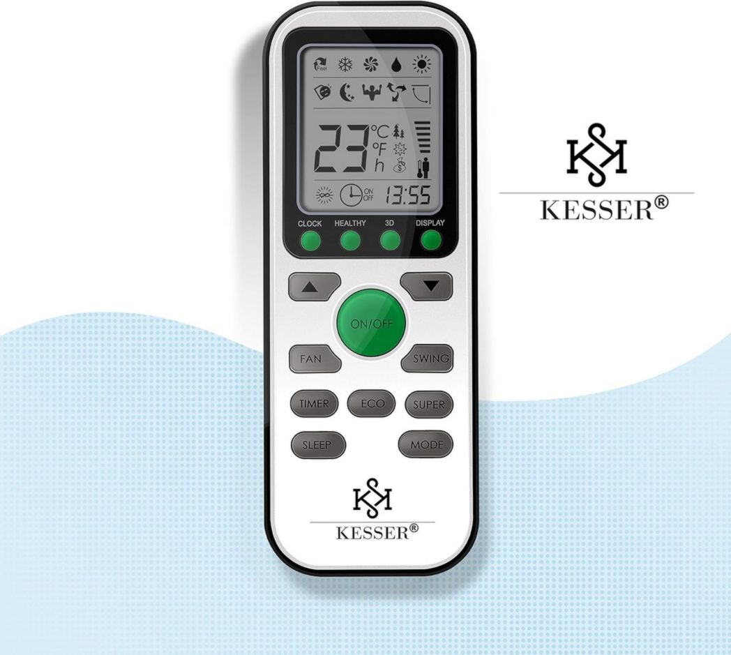 Climatiseur réversible KESSER® SET - Climatiseur avec fonction Wi-Fi/application - Refroidissement A++ / Chauffage A+, Réfrigérant R32 - Écran LCD, Split 12 000 BTU/h / 3 400 W - Anthracite