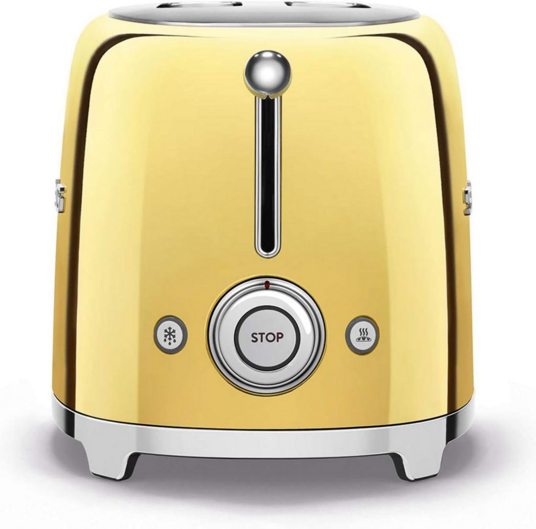 Smeg, Grille-pain 2 tranches TSF01BLEU, 2 fentes 36 mm, 6 niveaux de brunissage, fonctions chauffage, décongélation et bagel, éjection automatique du pain, tiroir ramasse-miettes, 950 W, noir