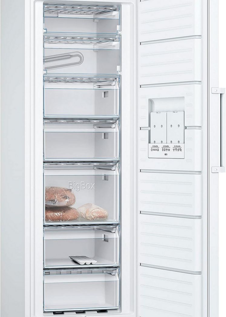Congélateur vertical autonome Bosch GSN33VWEP Série 4, 225 L, 4 tiroirs de congélation, 176 x 60 cm, blanc
