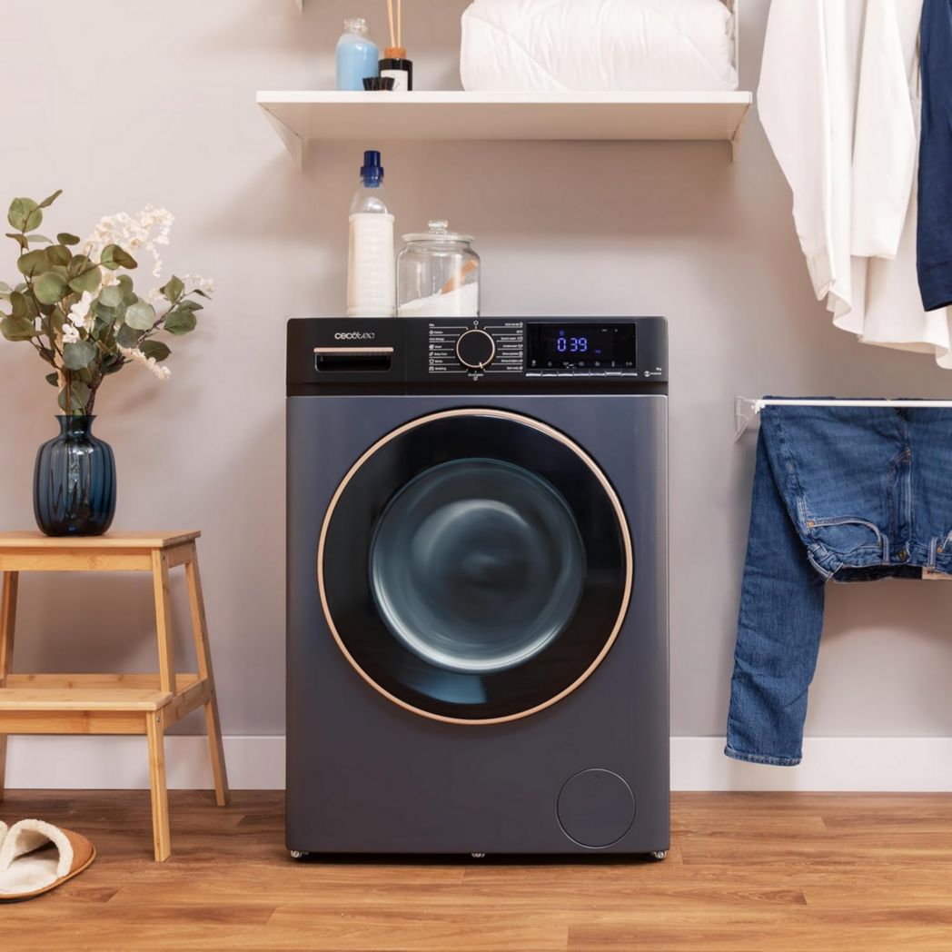 Lave-linge Cecotec 8 kg Bolero DressCode 8610 Inverter Steel A. Chargement frontal, 1400 tr/min, SteamMax, moteur Inverter Plus, 15 programmes, OnSmart, Stop&Go, DrumClean, revêtement antibactérien