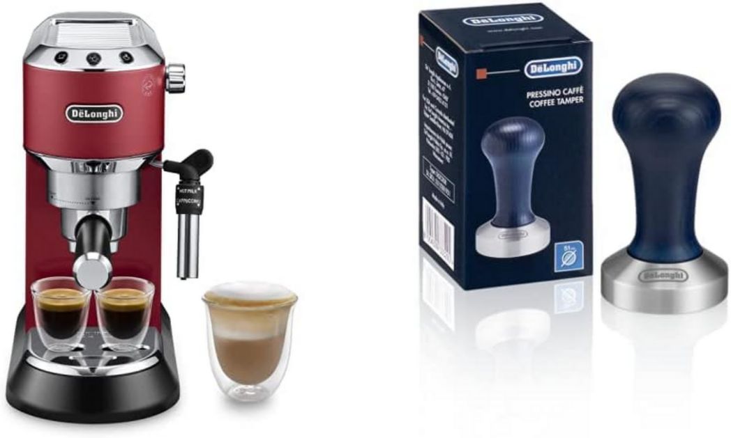 De'Longhi Dedica Style EC685.M, Machine à expresso avec buse à mousse de lait professionnelle, seulement 15 cm de large, réservoir de 1 L, boîtier en métal, compatible avec les dosettes ESE, métal