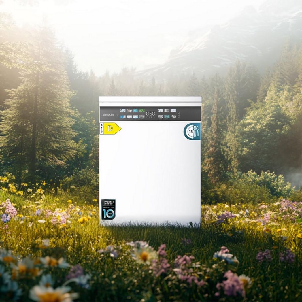 Lave-vaisselle Cecotec 60cm Bolero Aguazero 6700 B Lave-vaisselle blanc, 15 couverts, Classe B, moteur Inverter Plus, O2 Dry, Lavage Dual Zone, Plateau réglable, Turbo Dry+ et Demi-charge.