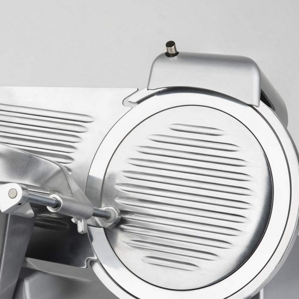 Trancheuse à viande électrique H.Koenig MSX254, Charcuterie, Professionnelle, Précise, Coupe 0-12 mm, Lame 25 cm, Aiguiseur intégré, Grand plateau, 282 tr/min, Rouge