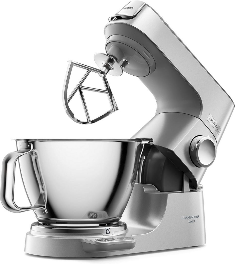 Robot pâtissier Kenwood Titanium Chef Baker XL, avec batteur K-Beater, crochet pétrisseur, fouet et bol de 7 litres, KVL85.424SI, 1 200 W, argent