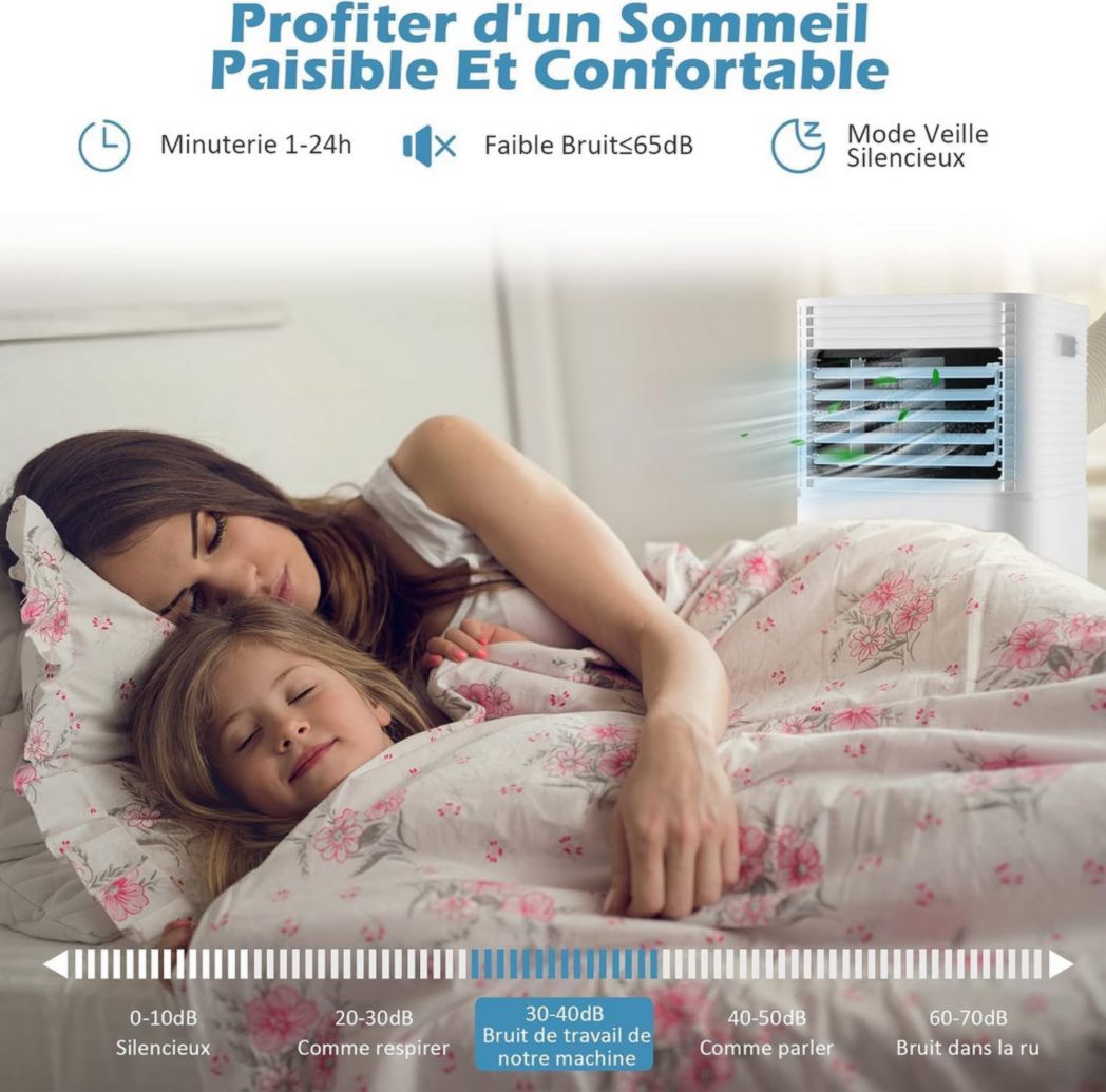 Climatiseur portable GOPLUS 9000 BTU 2,6 kW, 4 en 1, refroidissement, déshumidification, ventilateur, mode nuit, minuterie 24 h, télécommande/écran, 20 ㎡, noir, R290