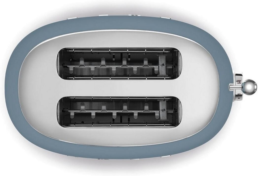 Smeg, Grille-pain 2 tranches TSF01BLEU, 2 fentes 36 mm, 6 niveaux de brunissage, fonctions chauffage, décongélation et bagel, éjection automatique du pain, tiroir ramasse-miettes, 950 W, noir