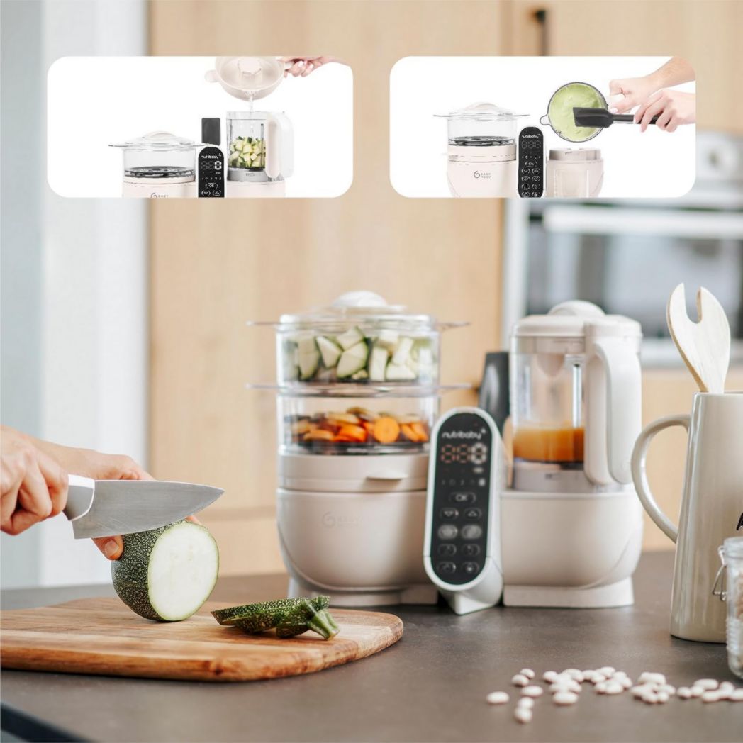 Babymoov Nutribaby(+), Robot cuiseur multifonction 6 en 1 pour bébé, cuiseur vapeur, grande capacité 2,2 L, petits pots maison, idéal pour diversifier les repas, vert opale