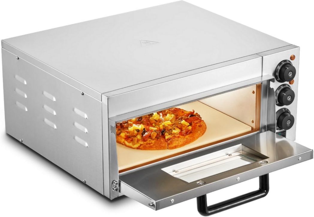 Four à pizza professionnel VEVOR, capacité de 14 pouces, four électrique de comptoir à deux étages, en acier inoxydable, avec pierre et poignée, machine à pizza d'intérieur polyvalente pour restaurant à domicile