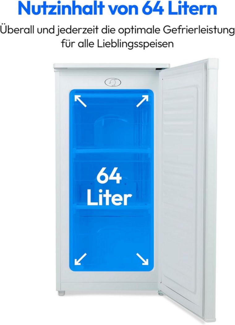 Congélateur MEDION (64 litres, hauteur 85 cm, 3 tiroirs transparents, charnière de porte réversible, MD37688)