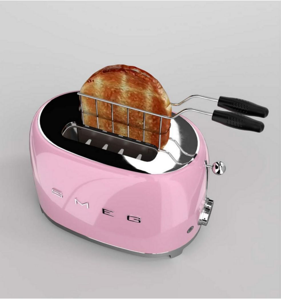 Smeg, Grille-pain 2 tranches TSF01BLEU, 2 fentes 36 mm, 6 niveaux de brunissage, fonctions chauffage, décongélation et bagel, éjection automatique du pain, tiroir ramasse-miettes, 950 W, noir