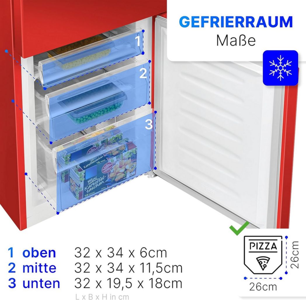 Réfrigérateur et congélateur Bomann KG320, 175 L, contrôle de température continu, charnières de porte à droite, interchangeables, pieds réglables, noir