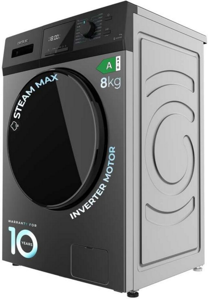 Cecotec Lavadora Bolero Dresscode 10500 Inverter A. Lavadora de 10 Kg blanca, 1400 tr/min, Moteur inverseur plus, Vapeur, Classe A.