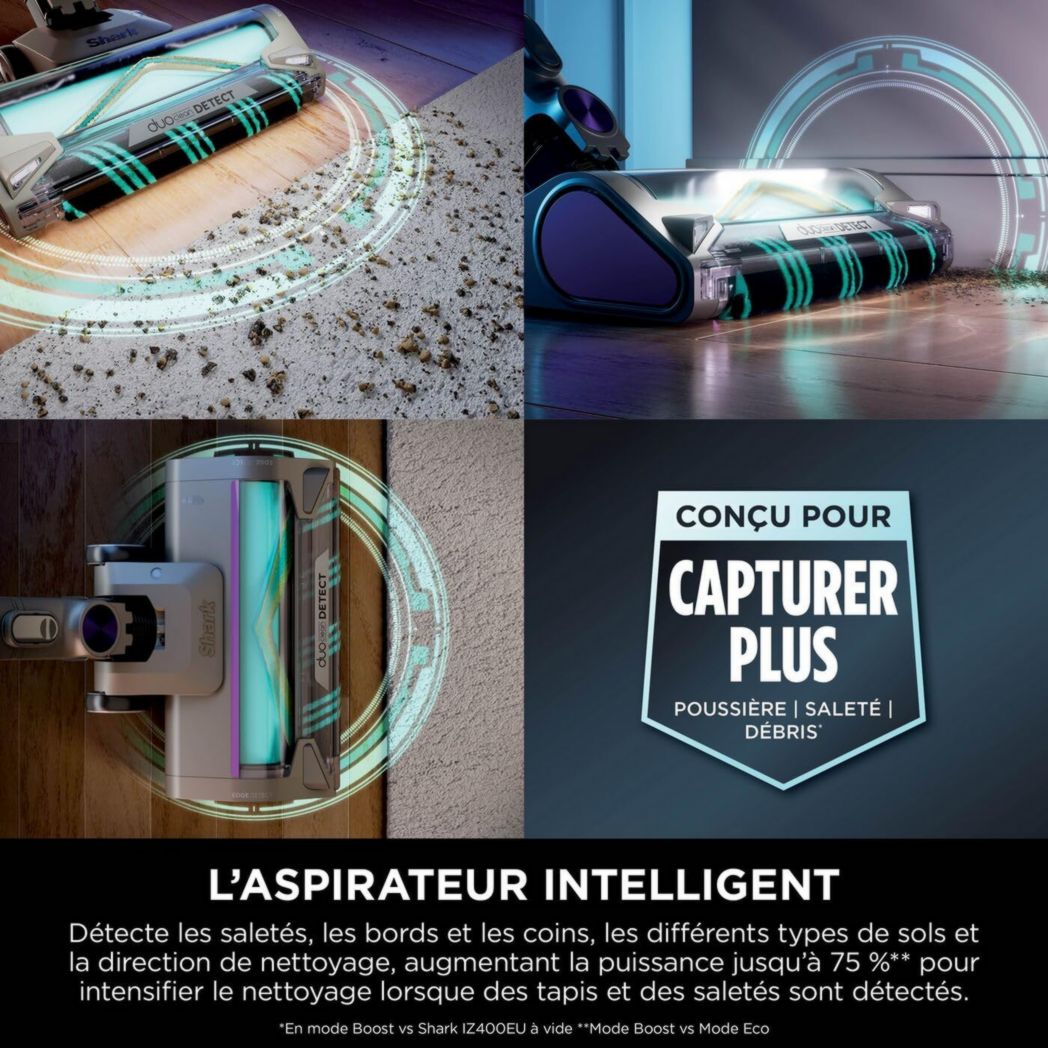 Aspirateur sans fil Shark Detect Clean & Empty IW3612AMZEU, blanc, 240 W, 2 litres