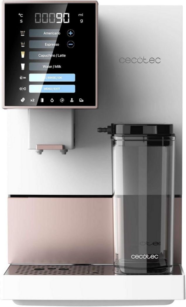 Machine à café super automatique Cecotec Cremmaet Compactccino Black Rose, 19 bars, réservoir à lait, système Thermoblock, 5 niveaux de mouture, réservoir à café de 150 g