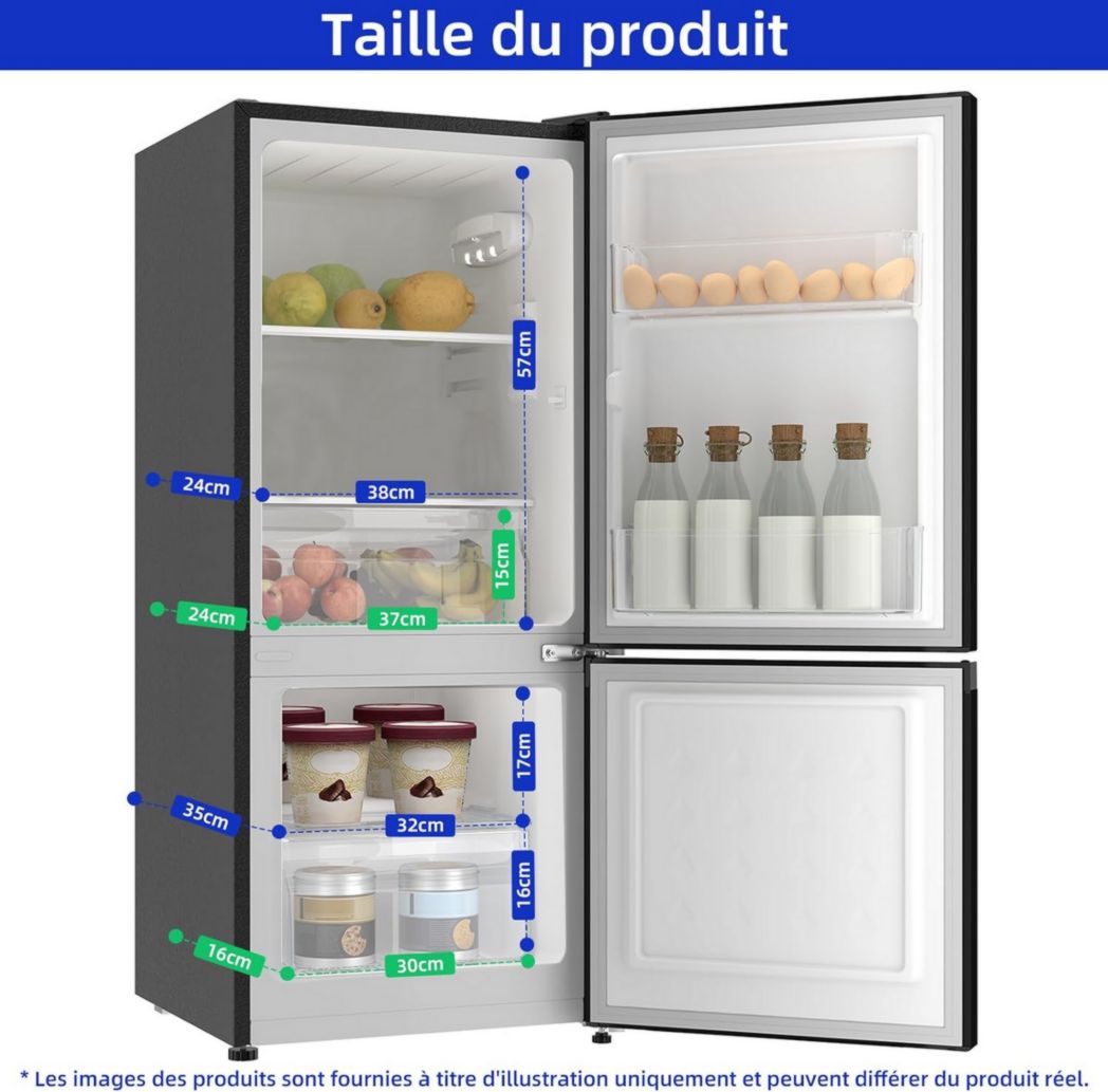 Réfrigérateur congélateur inférieur CHIQ CBM159LEBD 157 litres (109 + 48) Low Frost, faible bruit, refroidissement rapide, faible encombrement